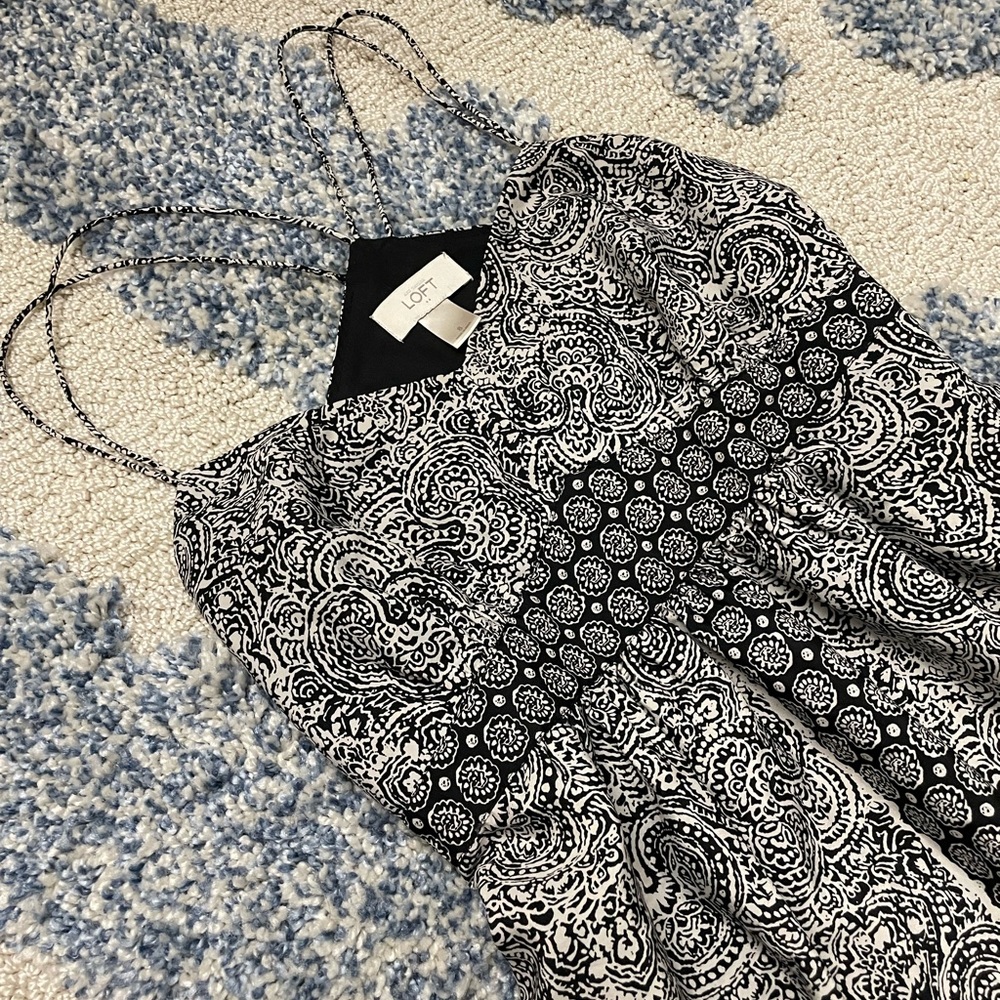 Ann Taylor LOFT black and white paisley maxi dress